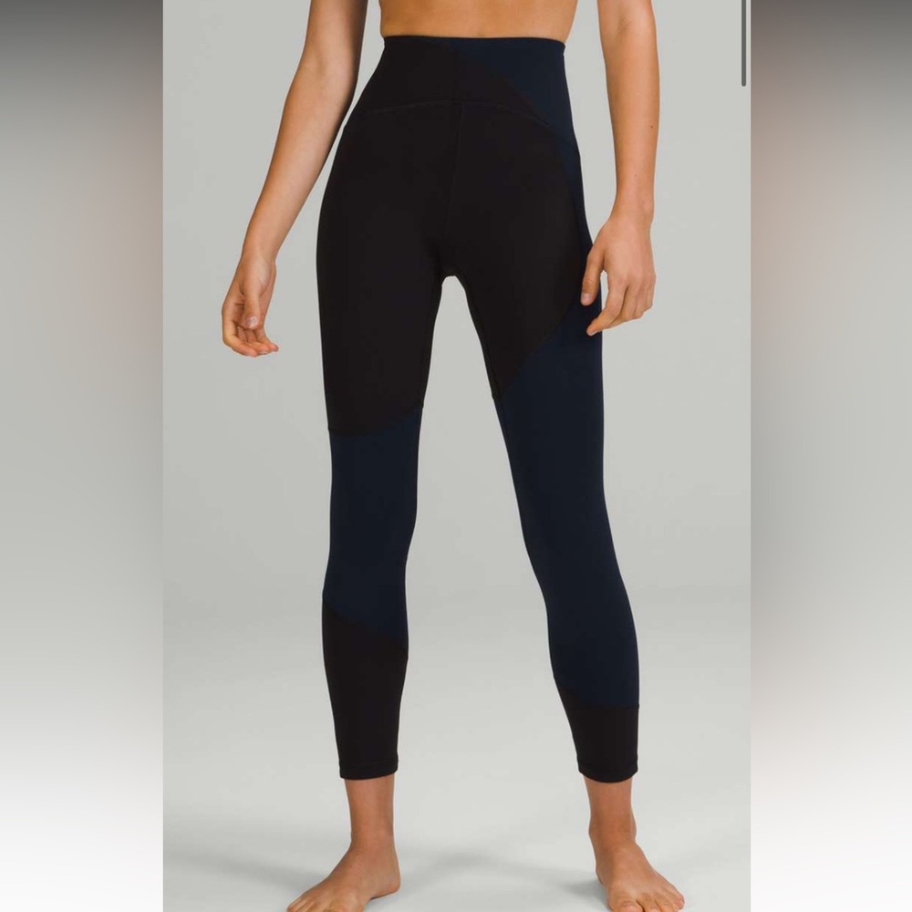 Lululemon Nulu Color Block HR tight 25” black and true navy size 4